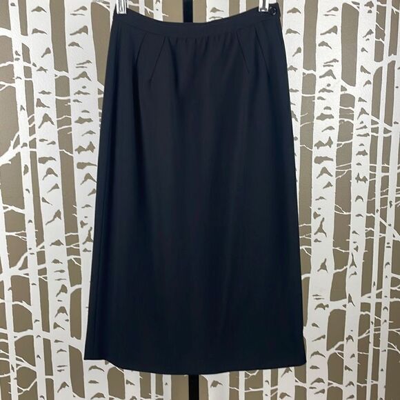 Valentino Miss V 90s 100% Wool Midi Pencil Skirt 38 Black - Picture 1 of 10